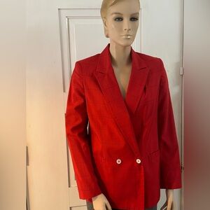 Vintage Red Pure Silk Jacket By S Shamash  & Sons Small